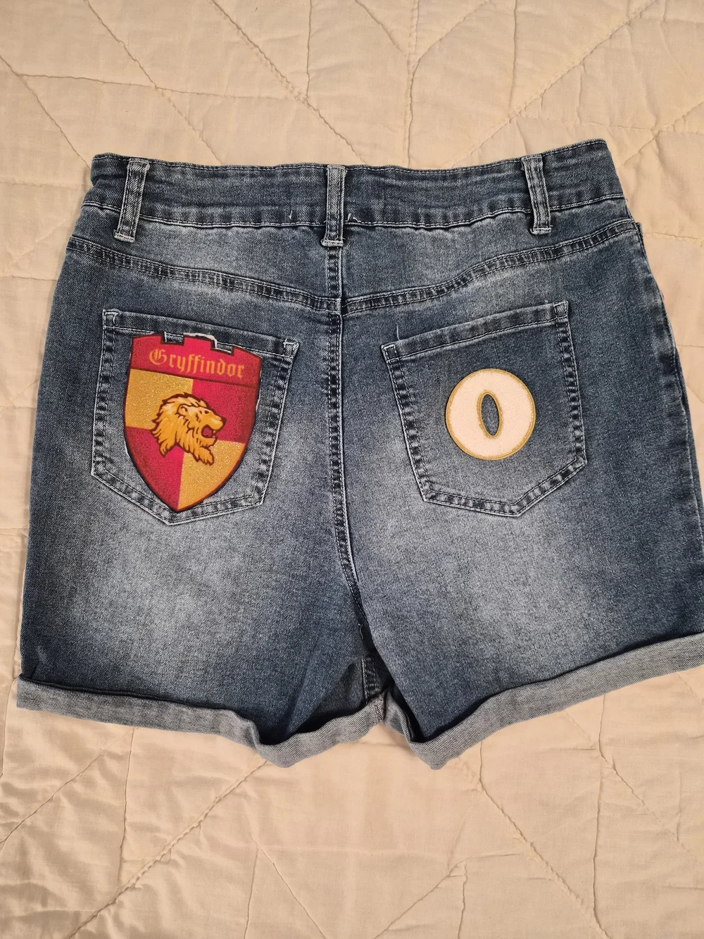 C Est. 1946 Denim- Modified Rhrinstone/Griffindor Patch Shorts- Size 8